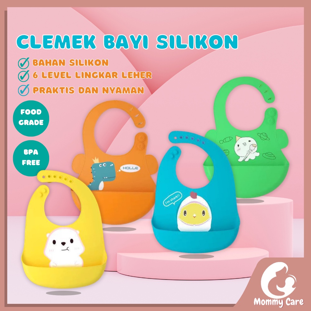 MOMMYCARE CELEMEK MAKAN BAYI BABY BIB SLABBER FULL SILIKON