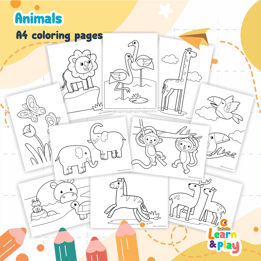 

LEMBAR MEWARNAI A4 COLORING PAGES - TEMA HEWAN, PETERNAKAN, KENDARAAN @10 LEMBAR KERTAS MEWARNAI UNTUK ANAK PAUD, TK, SD, MONTESORI LATIH IMAJINASI, KREATIVITAS, EKSPLORASI WARNA