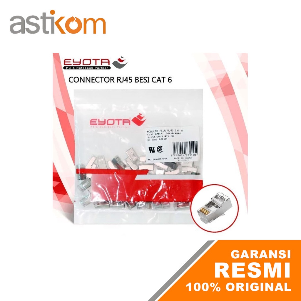 Konektor RJ 45 Connector RJ45 CAT6 Eyota Besi Cat 6 Pack 50Pcs