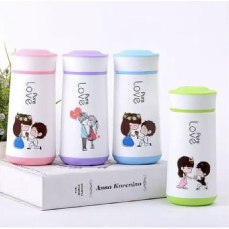 SOUVENIR BOTOL KACA PURE LOVE TERMOS KACA LOVE - SOUVENIR NIKAH & SOUVENIR ACARA - SOUVENIR UMROH & 