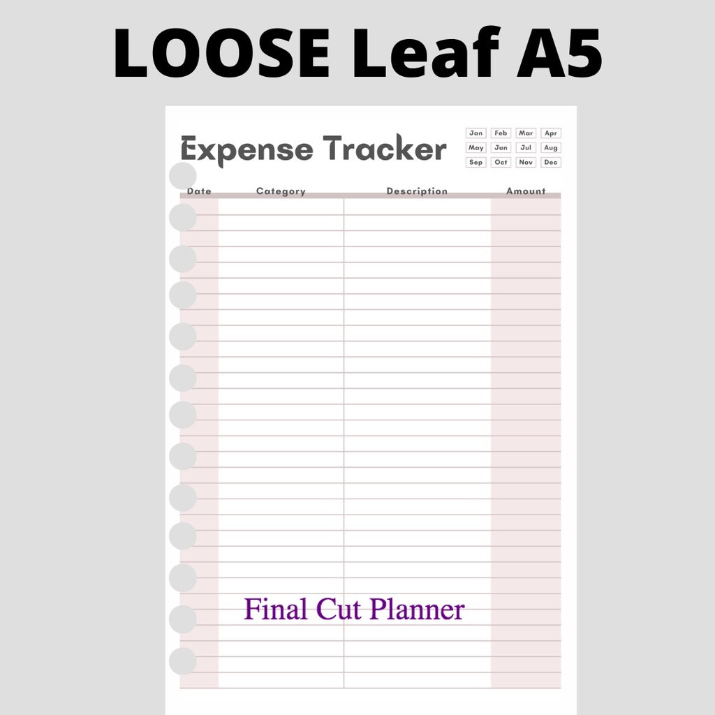 

Loose Leaf A5 - Expense Tracker By Monologprojects .