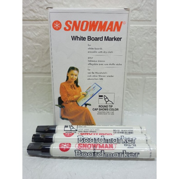 Spidol White Board Marker Snowman Hitam