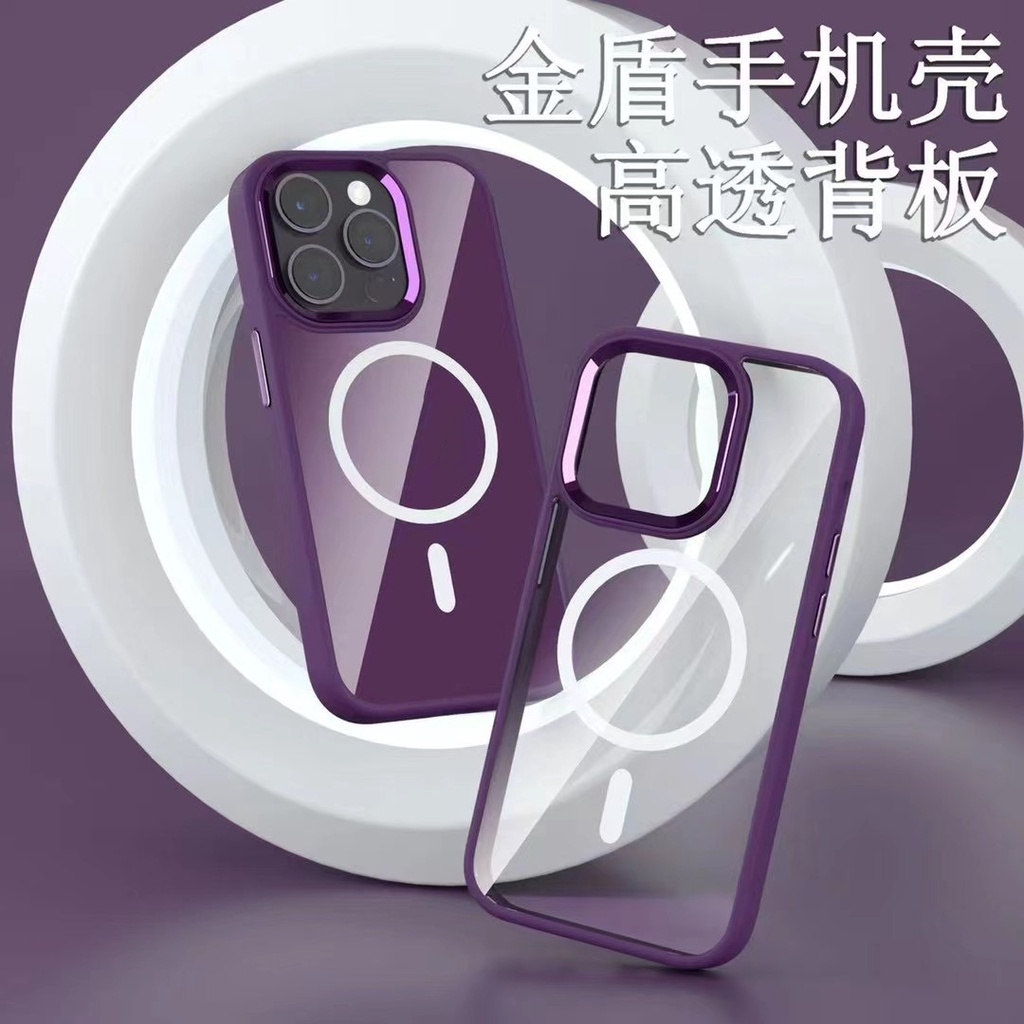 For iPhone 11 12 13 14 New Wireless Charging Case Magsafe Magnet 14 Pro Transparent Fall Protection Case 14 Pro MAX High End 14 Plus Metal Camera Protection