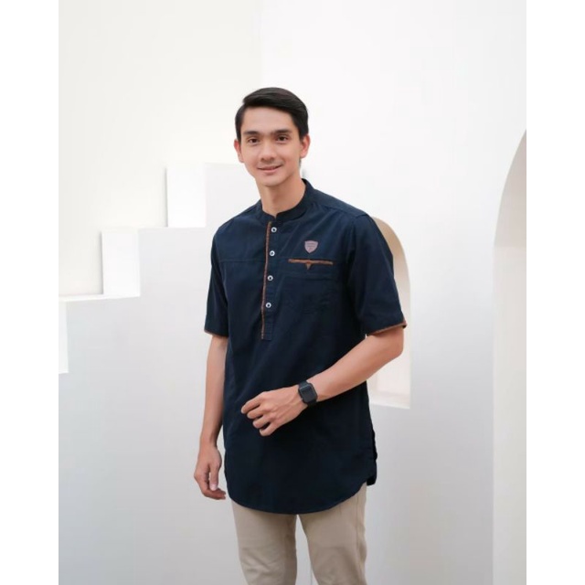 Baju Koko Pria Kemko Lengan Pendek Cotton Washed Premium,Mocca,Army,Mustard