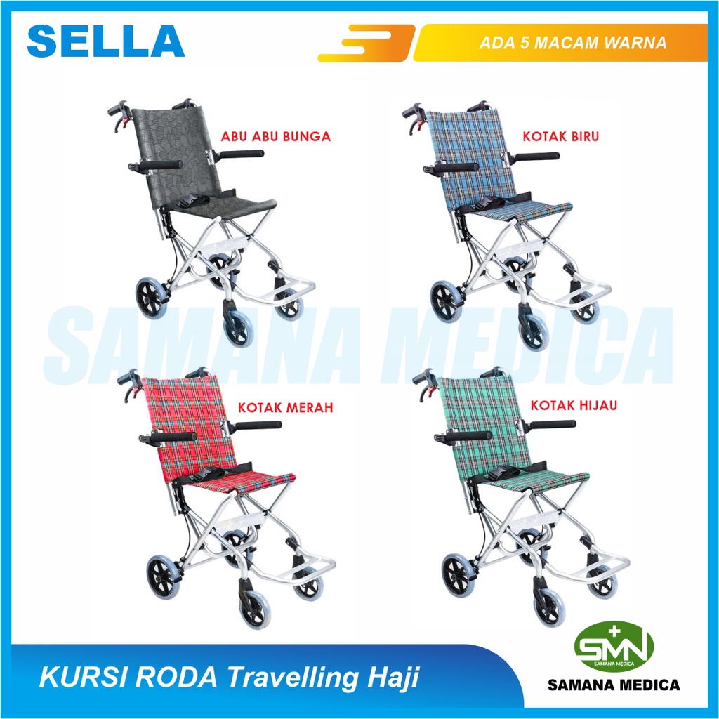 Kursi Roda Travel Sella KY903LB Haji Umroh Lipat Bisa Masuk Pesawat Aluminium Free Tas Pembungkus