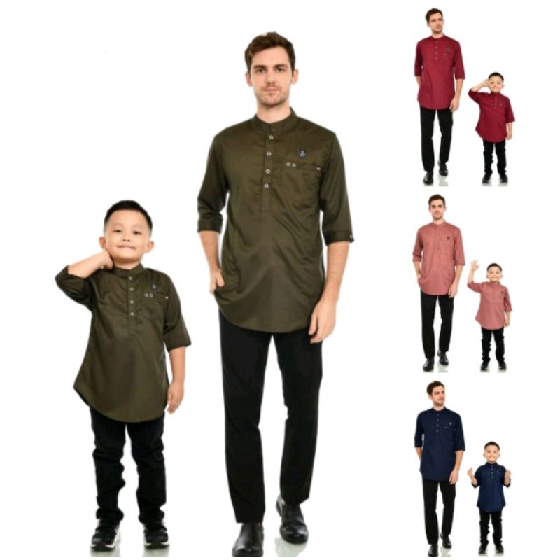 Koko Atasan Couple Ayah Dan Anak Laki-laki Bahan Katun Toyobo Koko Kasual Pria Atasan Muslim Warna M