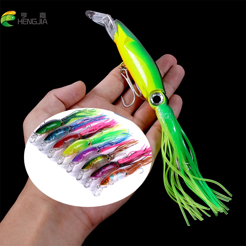 Hengjia 1pc Umpan Pancing Bentuk Cumi-Cumi 8 Warna 40g / 16.6g Bahan Carbon Steel