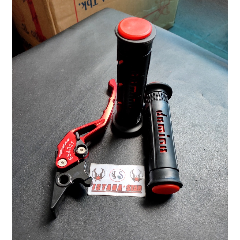 Handle Rem Supra X 125 Variasi Fi Supra Fit Lama Baru Plus grip domino sisik/merah