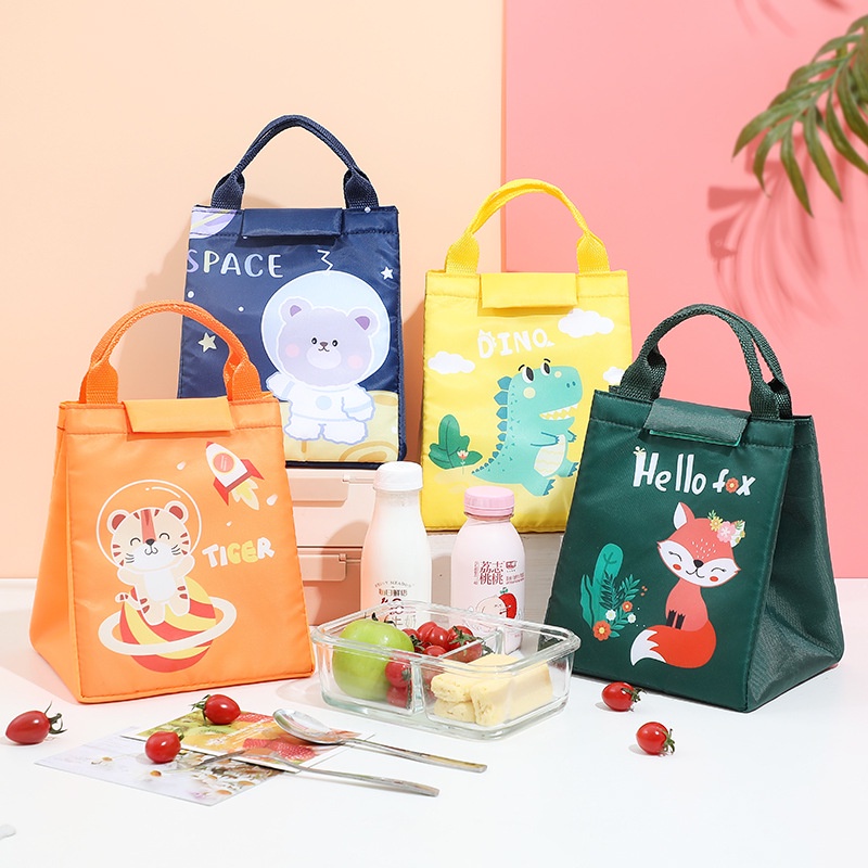 Gobra ♕ PA072 Tas Bekal Karakter Lucu Besar Lunch Cooler Bag Makanan Aluminium Kotak Makan Import Murah