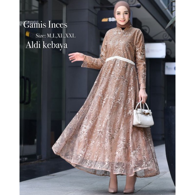 Gamis Inces Kebaya Brukat Kekinian / Gamis Kebaya Busui Brukat Tulle / Gamis Pesta Mewah / Gamis Kondangan / Gamis Kebaya Modern