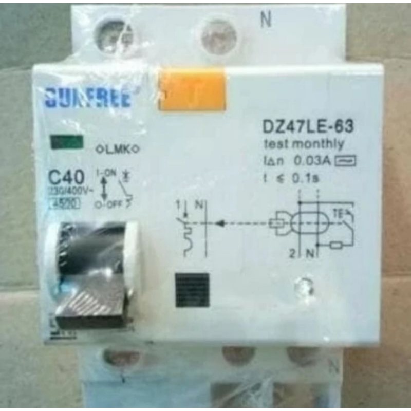 Anti Kontak ELCB 40A FEB 40N dilengkapi Led Indikator SUNFREE (SNI)