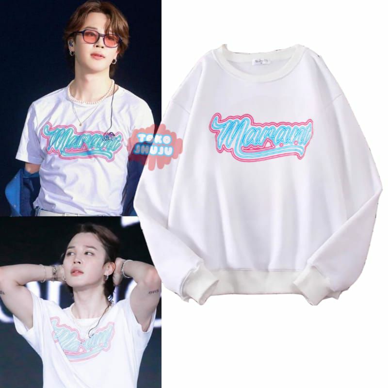 ( versi ) Sweater Jimin style Moront biru Lis Merah