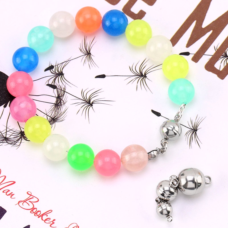 1 Pasang Gesper Magnetik Bahan Stainless Steel Bentuk Bulat Untuk Membuat Perhiasan Gelang Dan Kalung