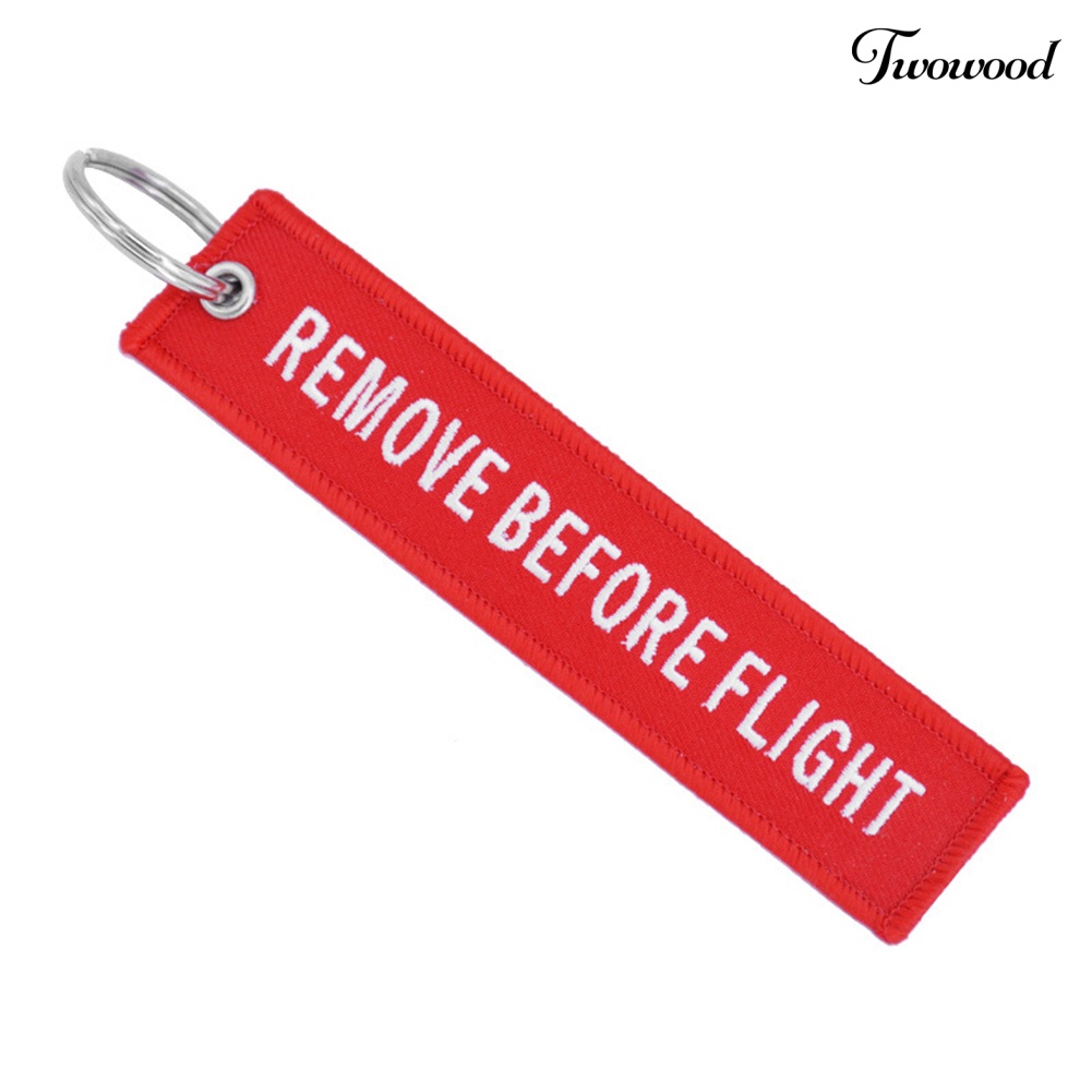 Twowood Gantungan Kunci Bordir Tulisan Remove Before Flight Untuk Dekorasi Tas