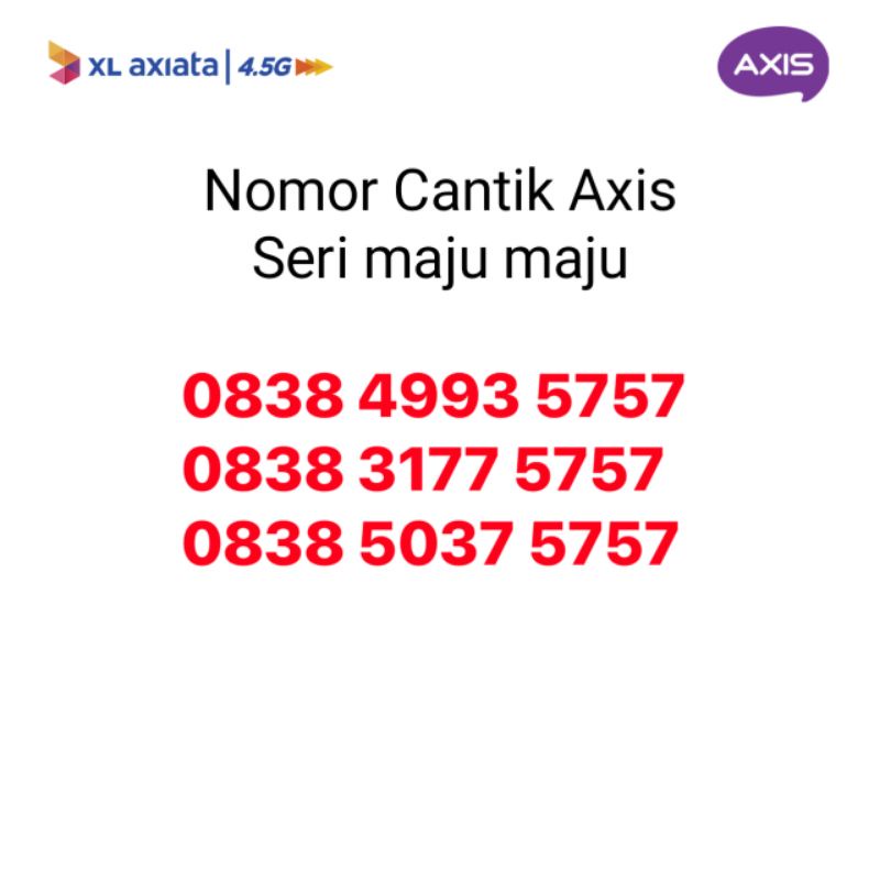 nomor axis cantik serian angka maju maju