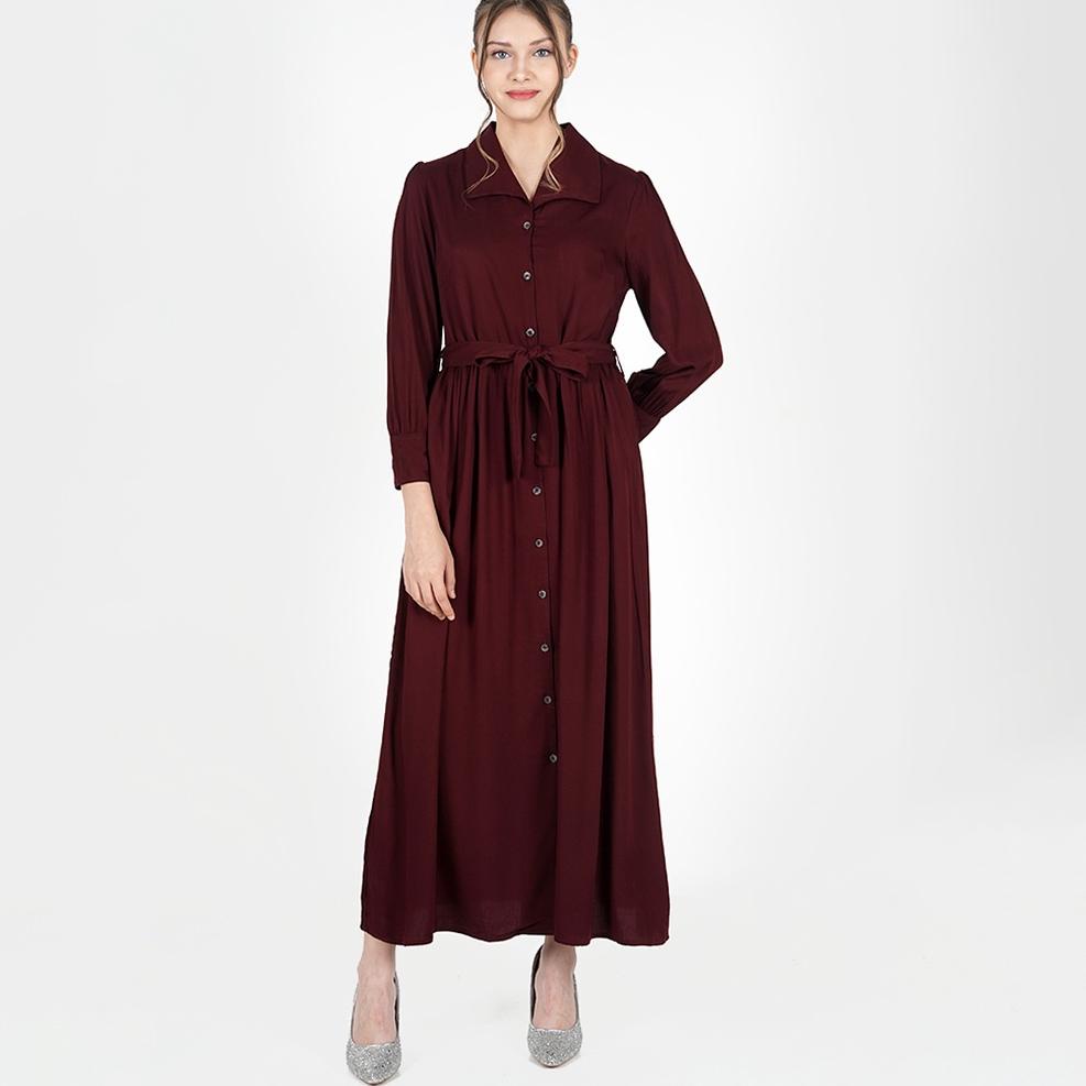 [KODE V8122] Le Rosetz - Gamis Rayon Burgundy Wing Collar
