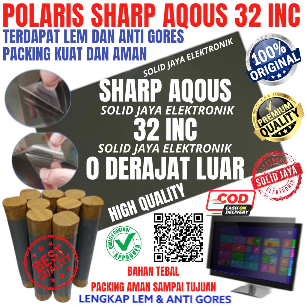 POLARIZER POLARIS TV LCD SHARP AQOUS 32 INC 0 DERAJAT PLASTIK LAPISAN LUAR POLARISER 32 IN INCH POLARISER POLARIZER 32INCH 32INC 32IN LAPISAN DEPAN 0 DERAJAT DERAJAD DRAJAT DRAJAD SHARP 32IN LUAR DEPAN PORARIZER PORARISER