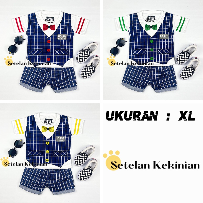 [GRATIS NAMA XL] Setelan Laki Laki 2tahun - 3tahun Set Baby Boy Jumbo Ukuran XL Rompi Tuxedo Pilot Profesi Mama Papa Set Anak Cowok 2 tahun