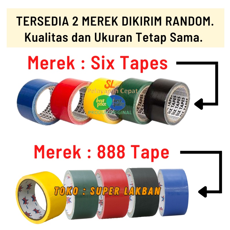 Lakban Kain Hitam 2 Inch x 10M Six Tape Cloth Tape 48mm Warna Warni Lakban Jilid Buku