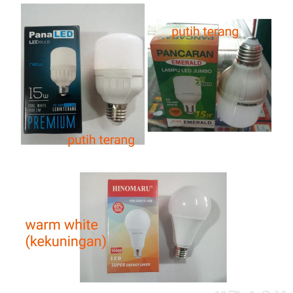 Lampu Bohlam LED Lamp Murah Daylight Putih / Warm white Kuning 1 3 5 7 9 12 15 18 w watt 1w 3w 7w 9w