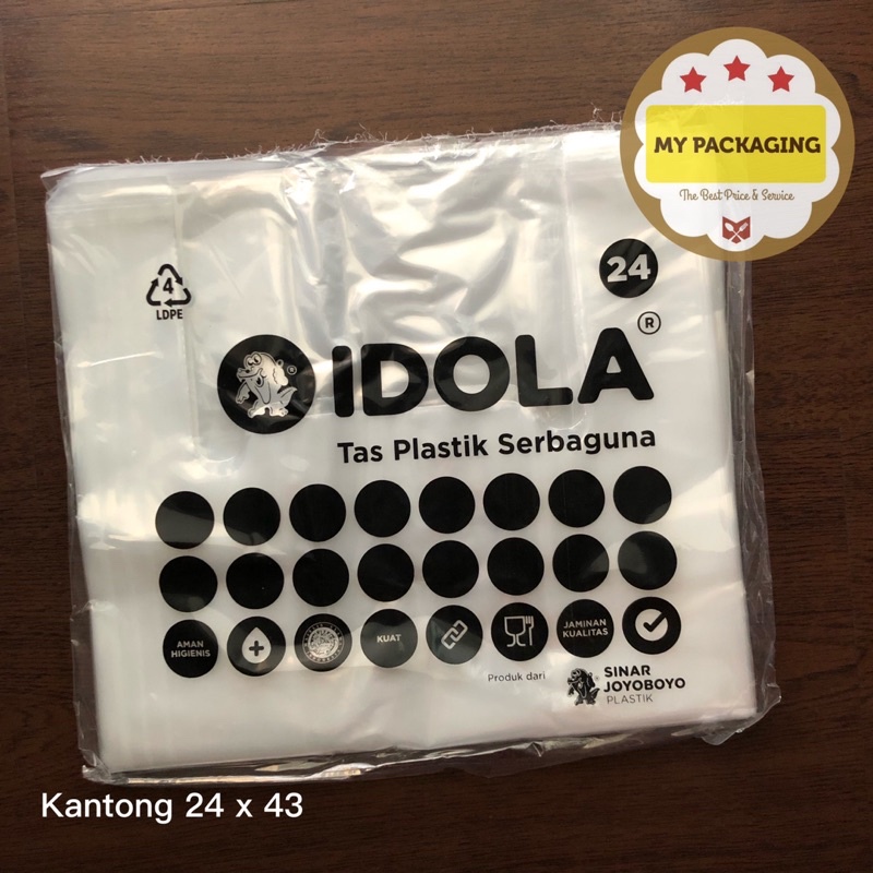 Kantong 24 plastik BENING PE TEBAL 24cm - 250Gr/pack isi 22 pcs Kresek Transparan Tebal