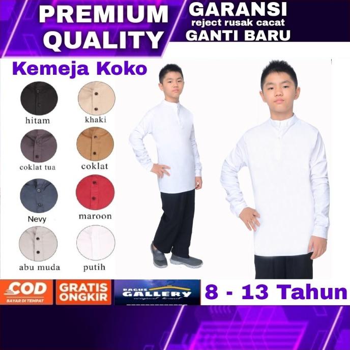Baju Kemeja Koko Muslim Kurta Kemko Putih Anak Remaja Laki Laki Cowok