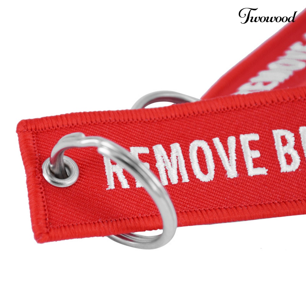 Twowood Gantungan Kunci Bordir Tulisan Remove Before Flight Untuk Dekorasi Tas