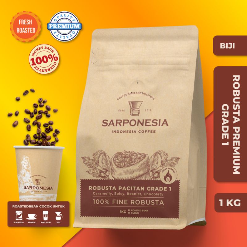 

SARPONESIA COFFEE ROBUSTA PACITAN 1KG roastbean