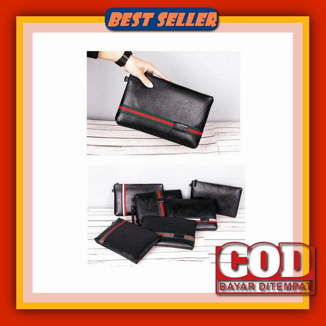 Pouch Coach Pria Clutch Bag Handbag Kulit Coach Zip Signature Black Civeto W11 Business Clutch Model