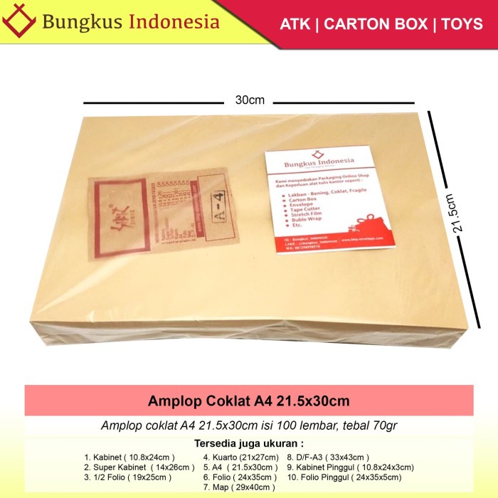 

Berkualitas Amplop Coklat A-4 Isi 100Lbr Gilaa!!!