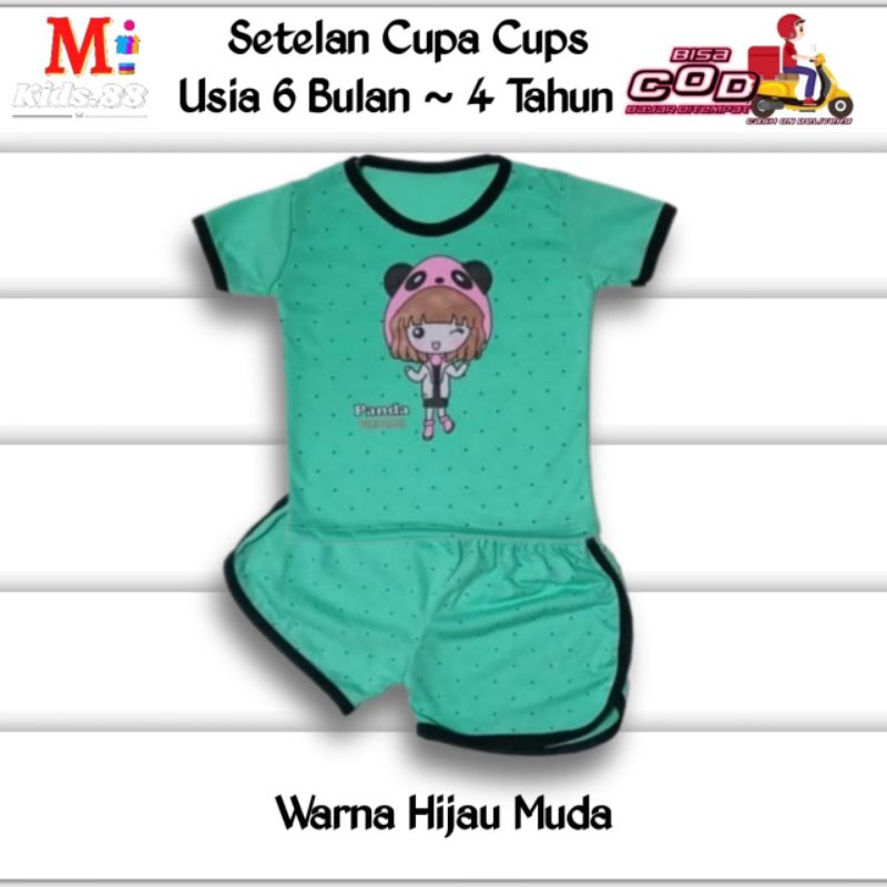 setelan anak playset/CUPA CUPS setelan baju anak perempuan/NEW PANDA YIKATONG/size S,M,L,XL,XXL buat usia 6bln-4tahun