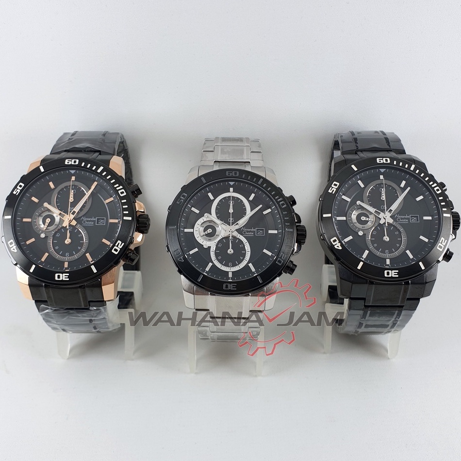 Alexandre Christie AC 6473  MC / Jam Tangan Pria AC6473 Rantai Stainless Steel Chrono Sport
