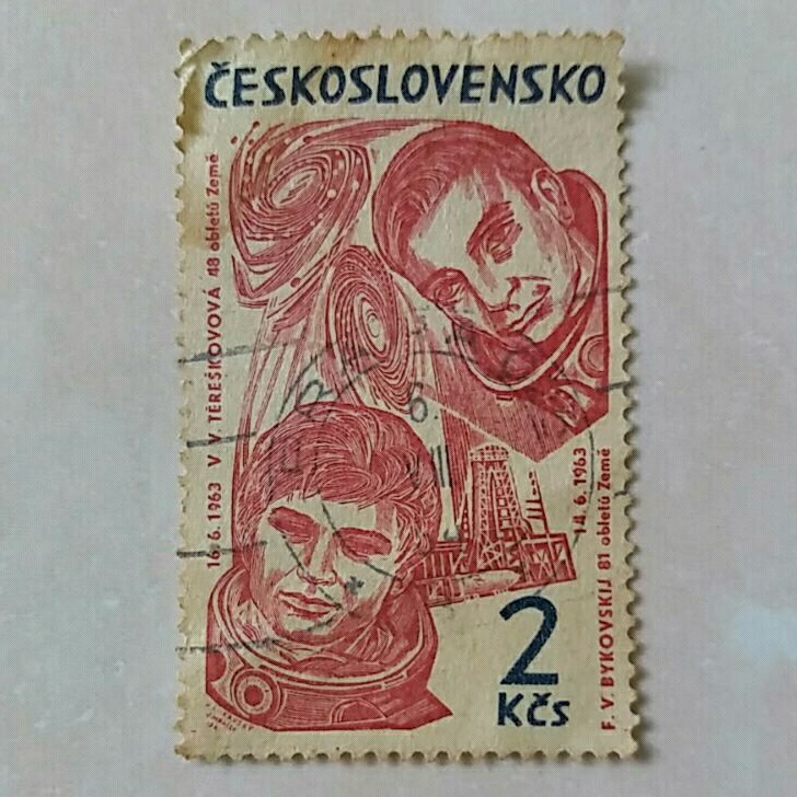 

(AA) Perangko Cekoslowakia 1964 Space Research - V.V.Těreškovová, F.V.Bykovskij 2kćs Used