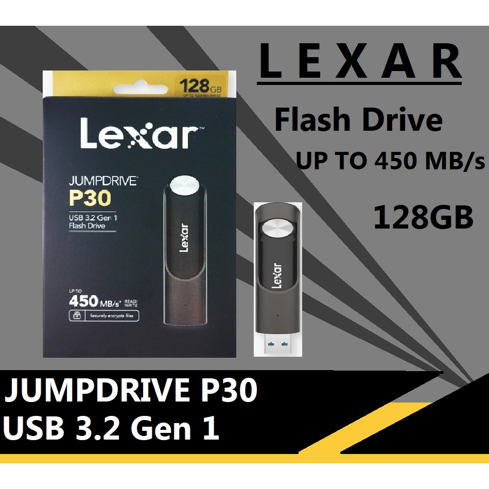 Lexar JumpDrive 128GB P30 USB 3.2 Gen 1 speeds-up to 450MB/s r/w