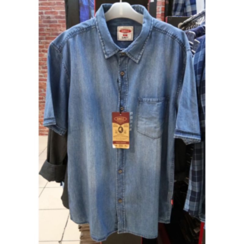 Gabrielle jeans original mens LB03361RU Kemeja pendek pria denim berkantong slimfit