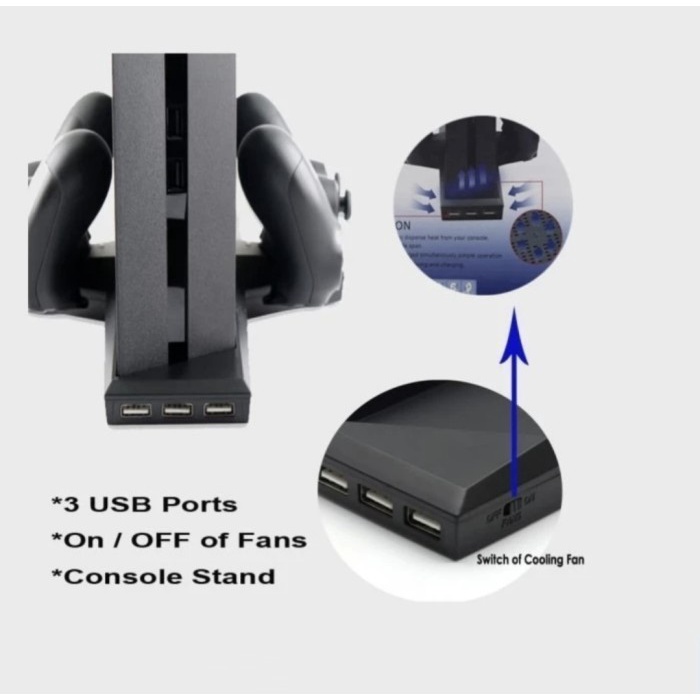 Cooling Fan PS4 Charging Vertical Stand Dock Fat &amp; Slim Kipas PS4 FAT &amp; Kipas PS4 SLIM Vertical Stand Dock Fat &amp; Slim 7 IN 1