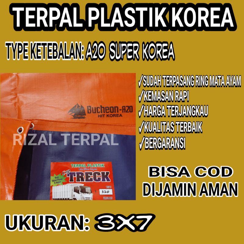 Terpal plastik Korea Ukuran 3x7 Type ketebalan A20 Korea cap truk