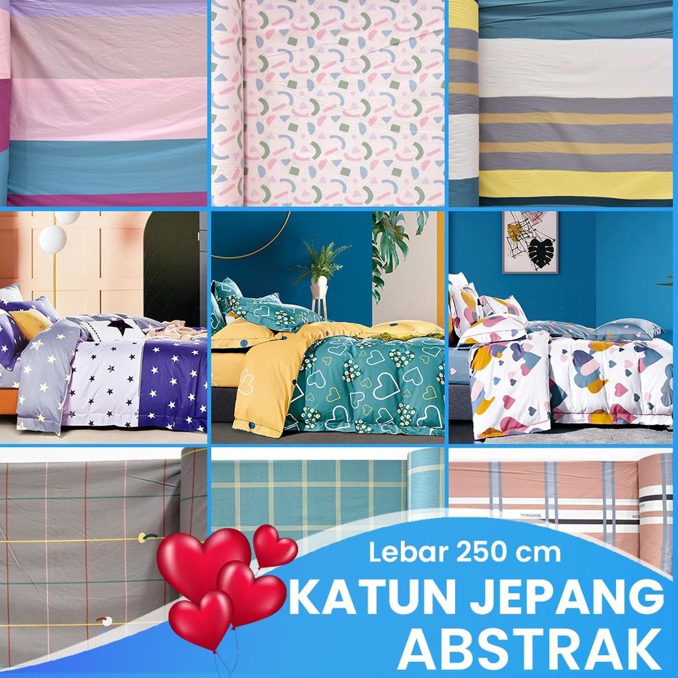 KAIN SPREI KATUN JEPANG MOTIF ABSTRAK MINIMALIS PART 2 LEBAR 250 CM "ER.18Oc22n"