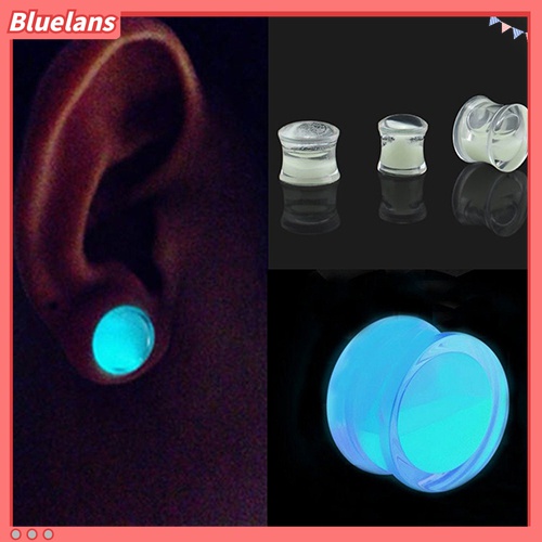 Pelebar Tindikan Telinga Model Double Flare Glow in the Dark Untuk Unisex