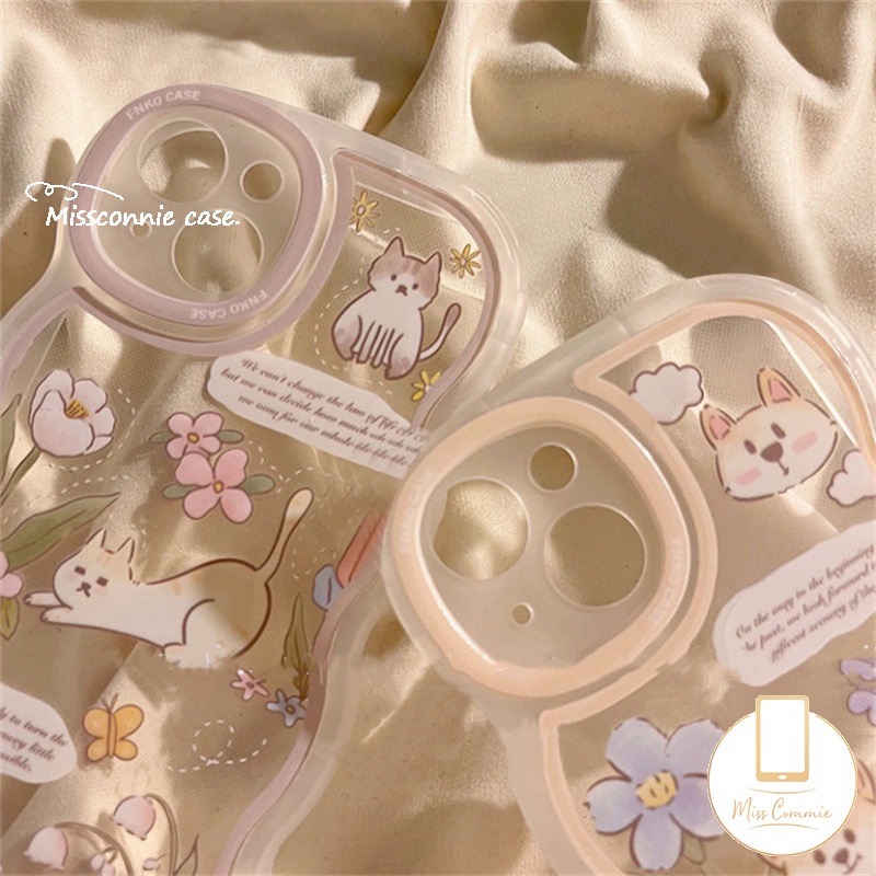 Wavy Edge Cute Cat Flower Case Realme 10c55 C53 C33 C30 9 Pro+8i 8c15 C12 C25Y C35 8Pro 7 7i 6i 9i C11 C21Y C25 C20 C17 C20A C25s C3 5 5s Transparan Kartun Puppy Lembut Sarung