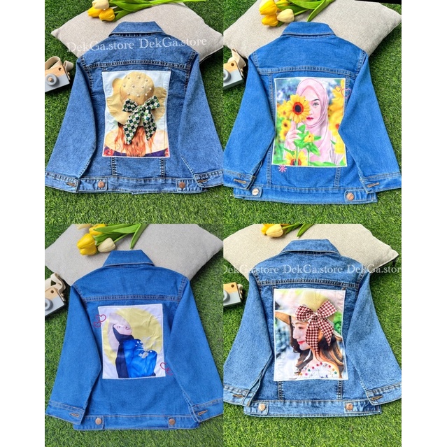 Jaket Jeans motif Hijab Anak 3th-12th