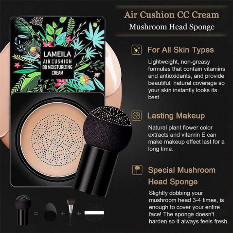 Lameila Original Mushroom Cushion BB Moisturizing Cream Make Up Wajah Waterproof 30g