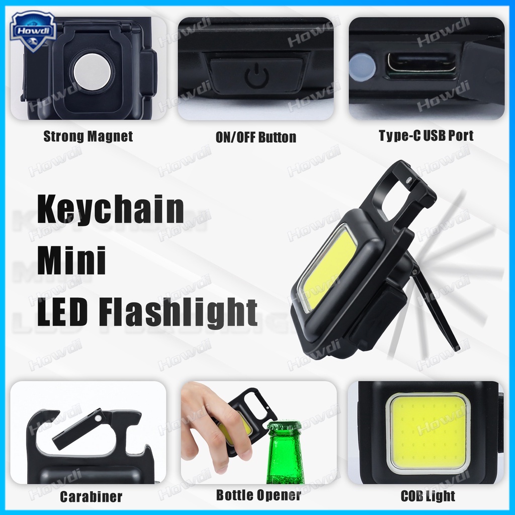 1 Set Lampu Senter LED Mini Portable Multifungsi Dengan Port Charger USB