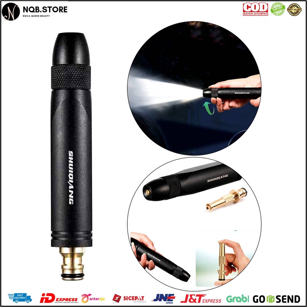 NQB - HITAM Kepala Semprotan SELANG  AIR CUCI MOTOR MOBIL Kuningan Spray Stim Head Hose BLACK Nozzle