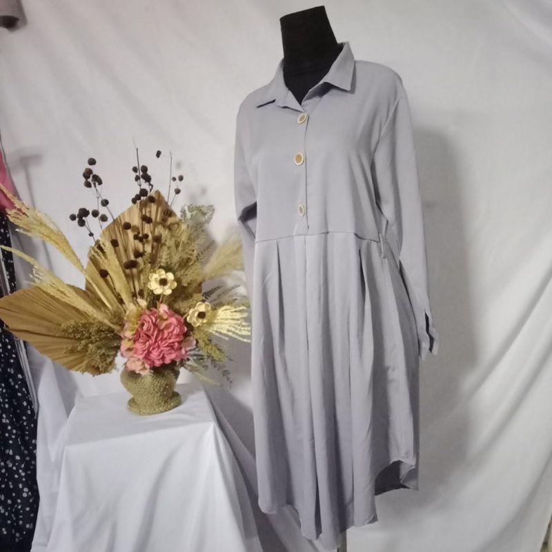 Long tunik dress kemeja wanita korea murah import lucu
