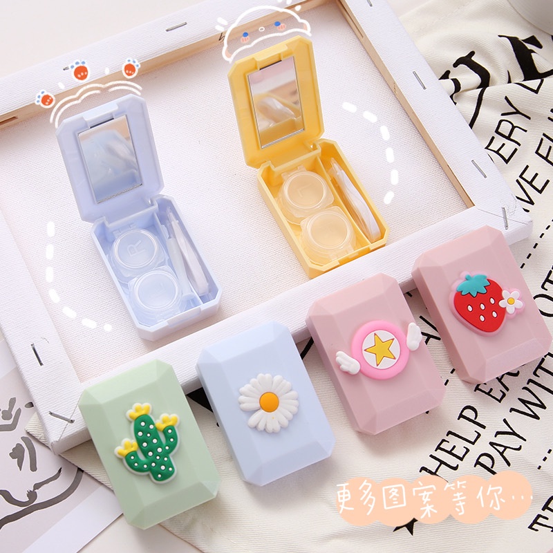 TEMPAT SOFTLENS WARNA MACARON KARAKTER KARTUN WADAH SOFTLENS / SOFTLENS CASE - Aksesoris Kotak Box P