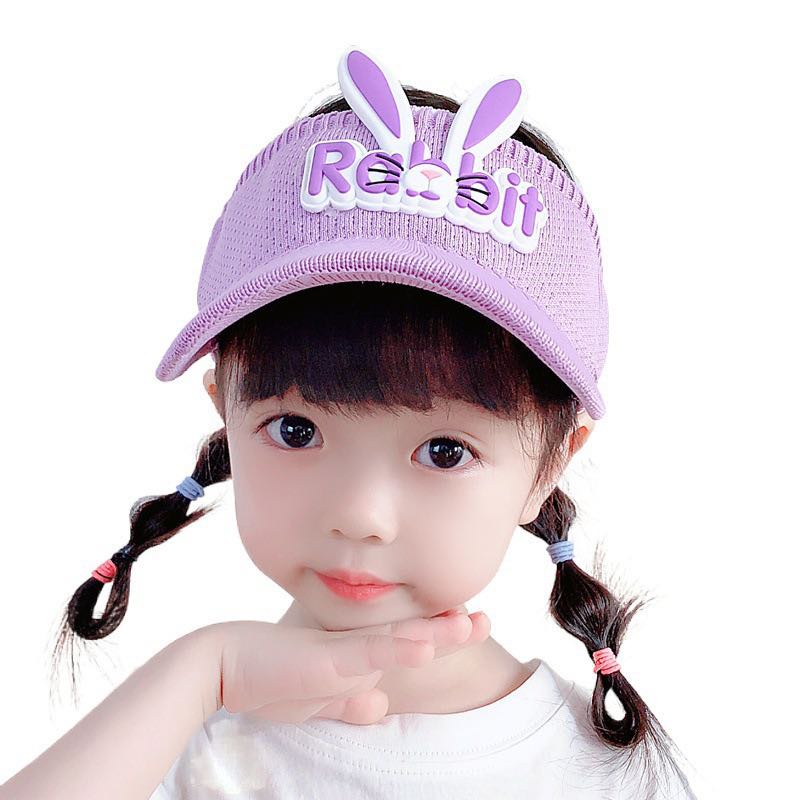 Topi Anak Rajut Visor Pantai Sunshade Motif Rabbit Baseball Anti Uv - Topi Anak