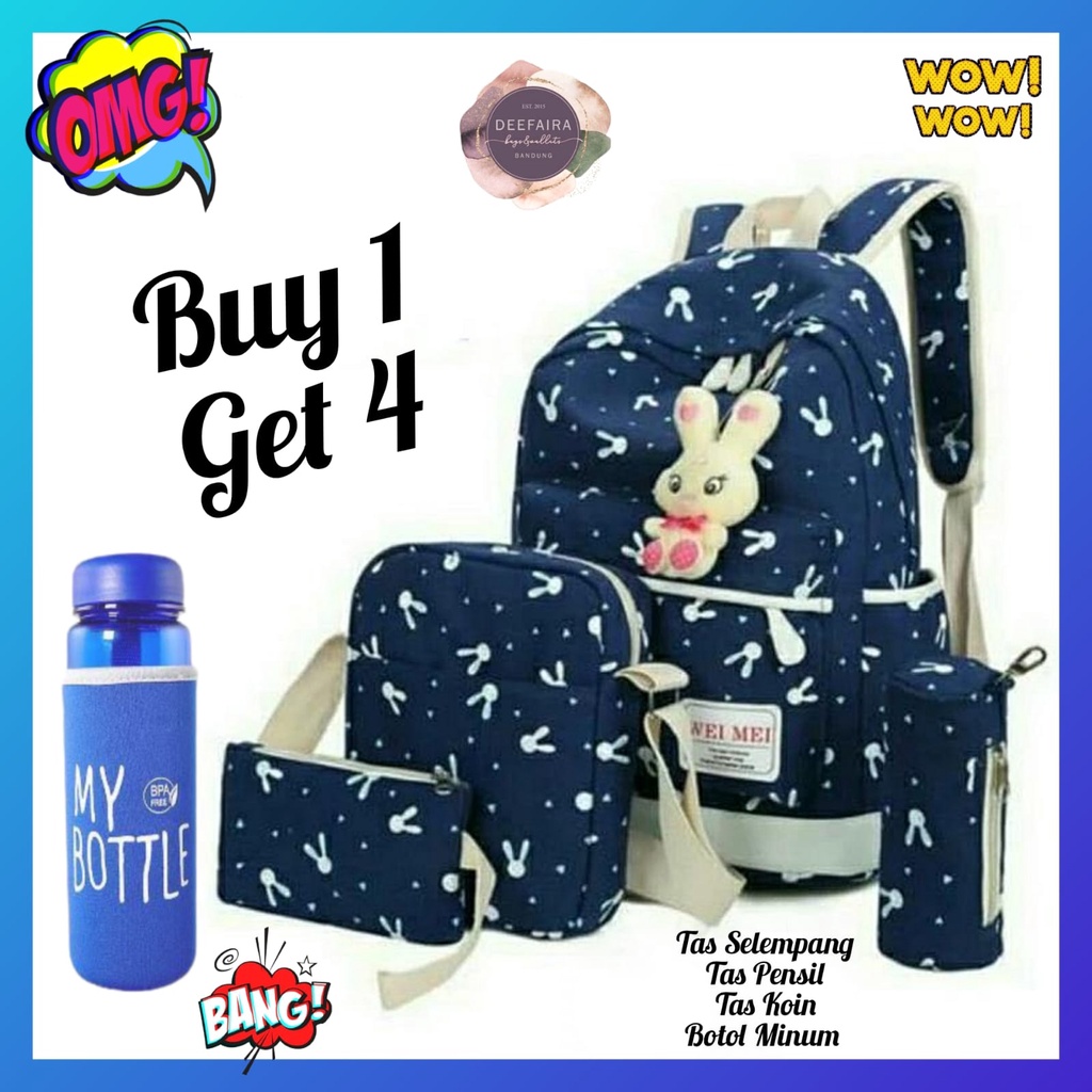 Tas Ransel Untuk Anak Perempuan Motif Kelinci Smile Buy 1 Get 4 Khusus Untuk Anak Tk Paud Dan Sd