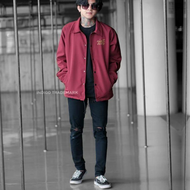 TON.18Oc22ᶻ ◦ JAKET WINDBREAKER INDIGO KING OF CLOTH - COACH PARASIT JAPAN SIMPLE CASUAL SPORTY RIDI