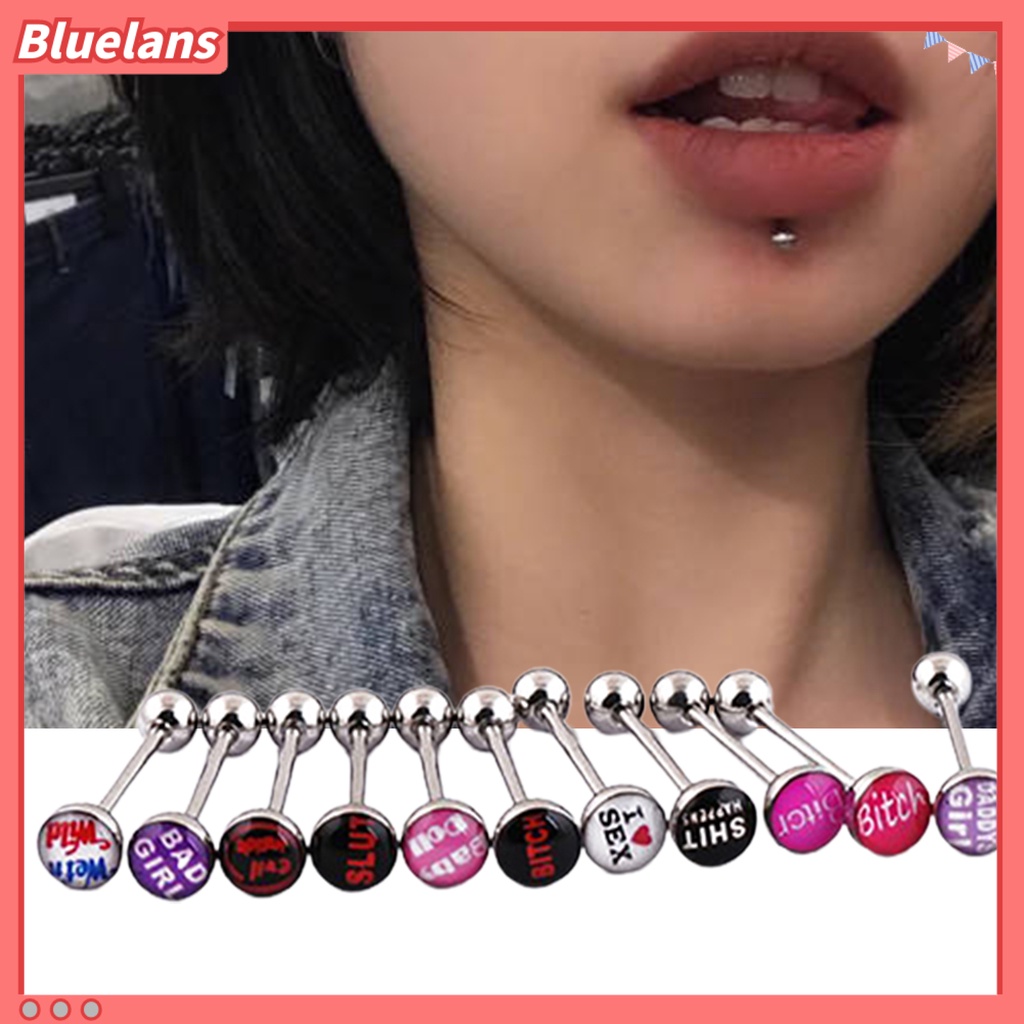 Bluelans 10Pcs Fashion Tongue Ring Flexible Multicolor 316L Stainless Steel Slave Tongue Ring